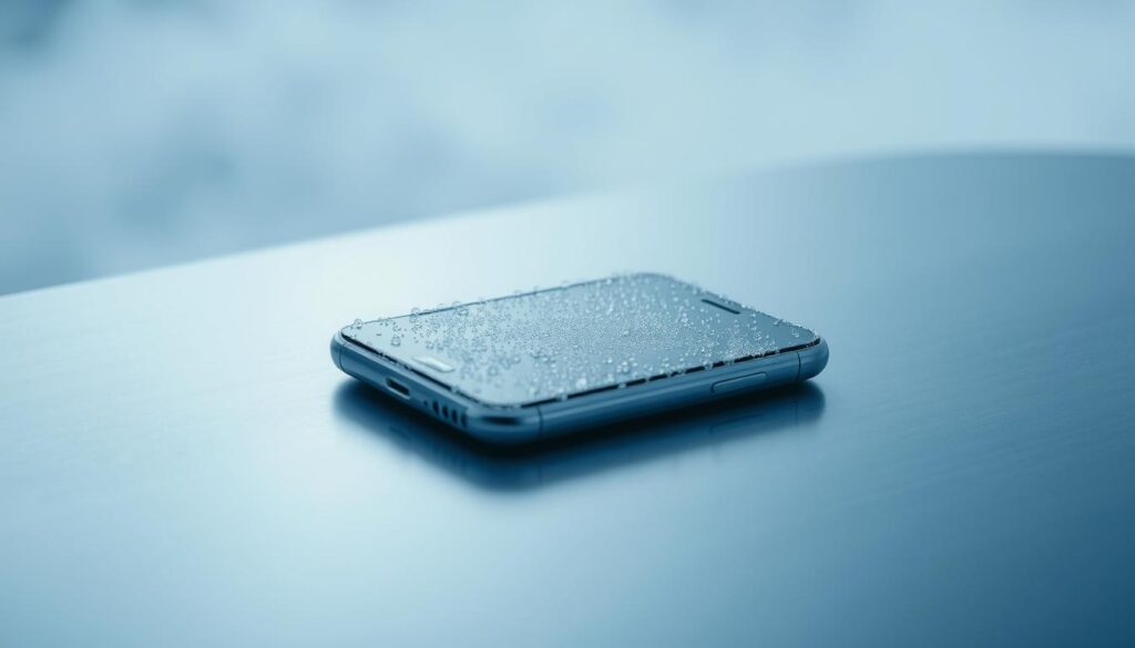A frosty mobile phone lies on a sleek, metallic surface, its display casting a soft, subdued glow. The phone's surface is dotted with minute droplets of condensation, hinting at the chilly ambient temperature. The scene is bathed in a cool, azure hue, creating a sense of tranquility and contemplation. In the background, a subtle gradient fades into a misty, ethereal backdrop, emphasizing the phone's central focus. The composition is clean and minimalist, allowing the subject to command attention and convey the notion of "low temperature" in a visually compelling manner. A frosty mobile phone lies on a sleek, metallic surface, its display casting a soft, subdued glow. The phone's surface is dotted with minute droplets of condensation, hinting at the chilly ambient temperature. The scene is bathed in a cool, azure hue, creating a sense of tranquility and contemplation. In the background, a subtle gradient fades into a misty, ethereal backdrop, emphasizing the phone's central focus. The composition is clean and minimalist, allowing the subject to command attention and convey the notion of "low temperature" in a visually compelling manner.